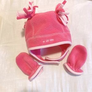 Old Navy | Pink Fleece Hat & Mittens sz 12-24 months